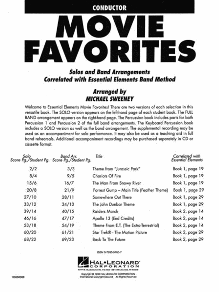 Movie Favorites - Conductor Score/CD