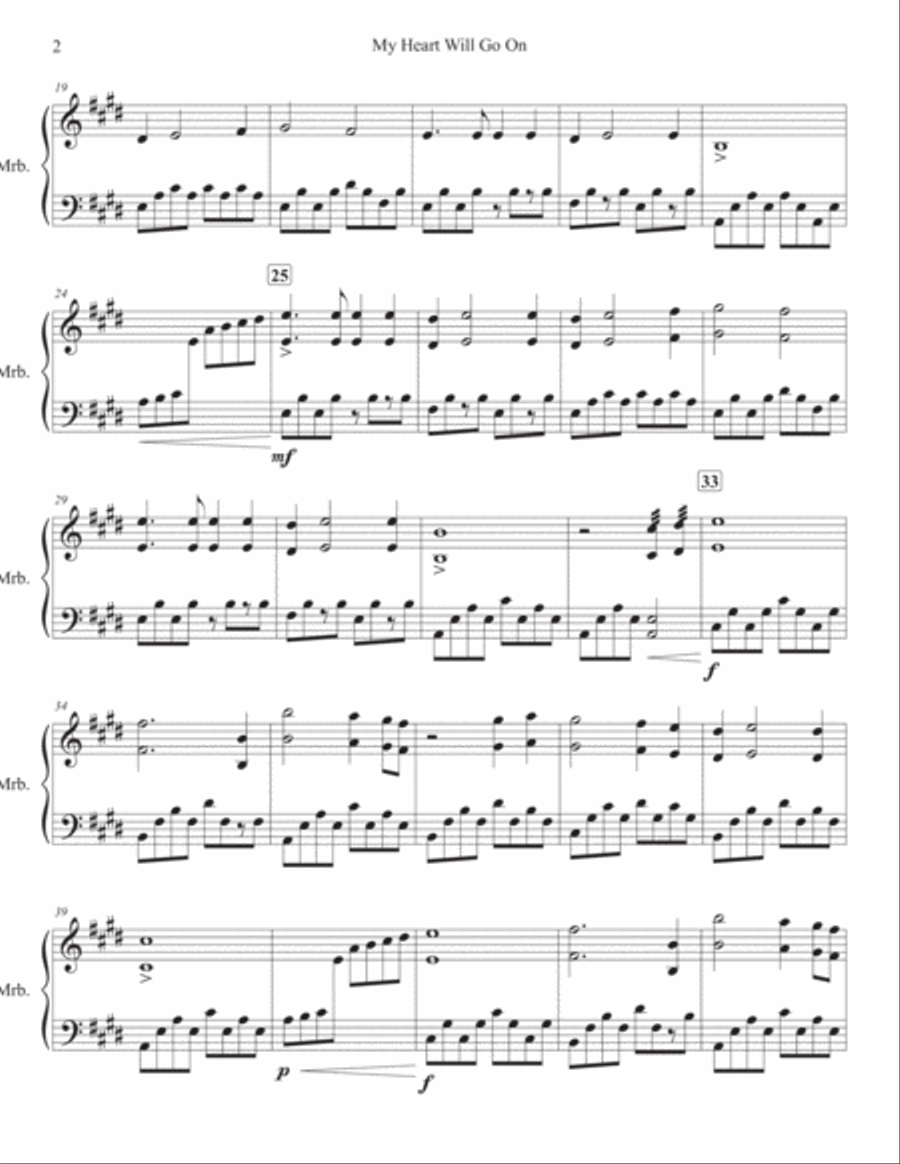 My Heart Will Go On (love Theme From 'titanic') Marimba scores gallery preview page 2