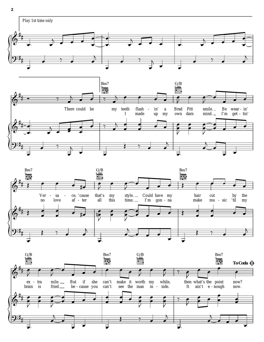 James Dean (I Wanna Know) Piano, Vocal, Guitar scores gallery preview page 2