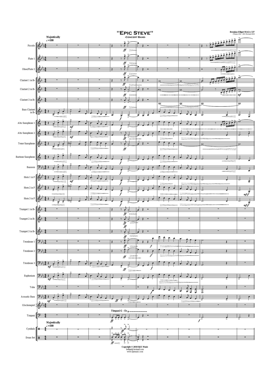 Epic Steve - Concert Band Score and Parts PDF Concert Band scores gallery preview page 2