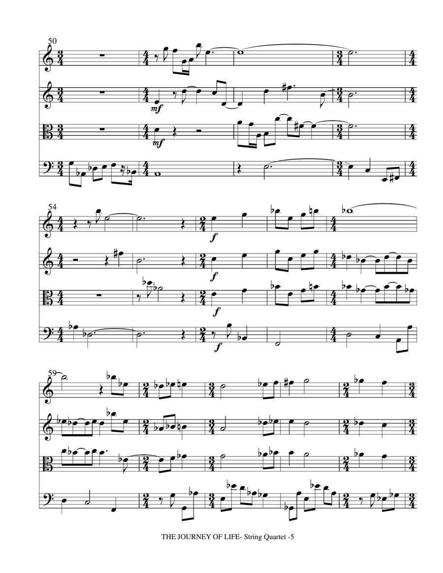 THE JOURNEY OF LIFE (String Quartet with Parts) by Gary Lanier String Quartet - Digital Sheet Music page 5