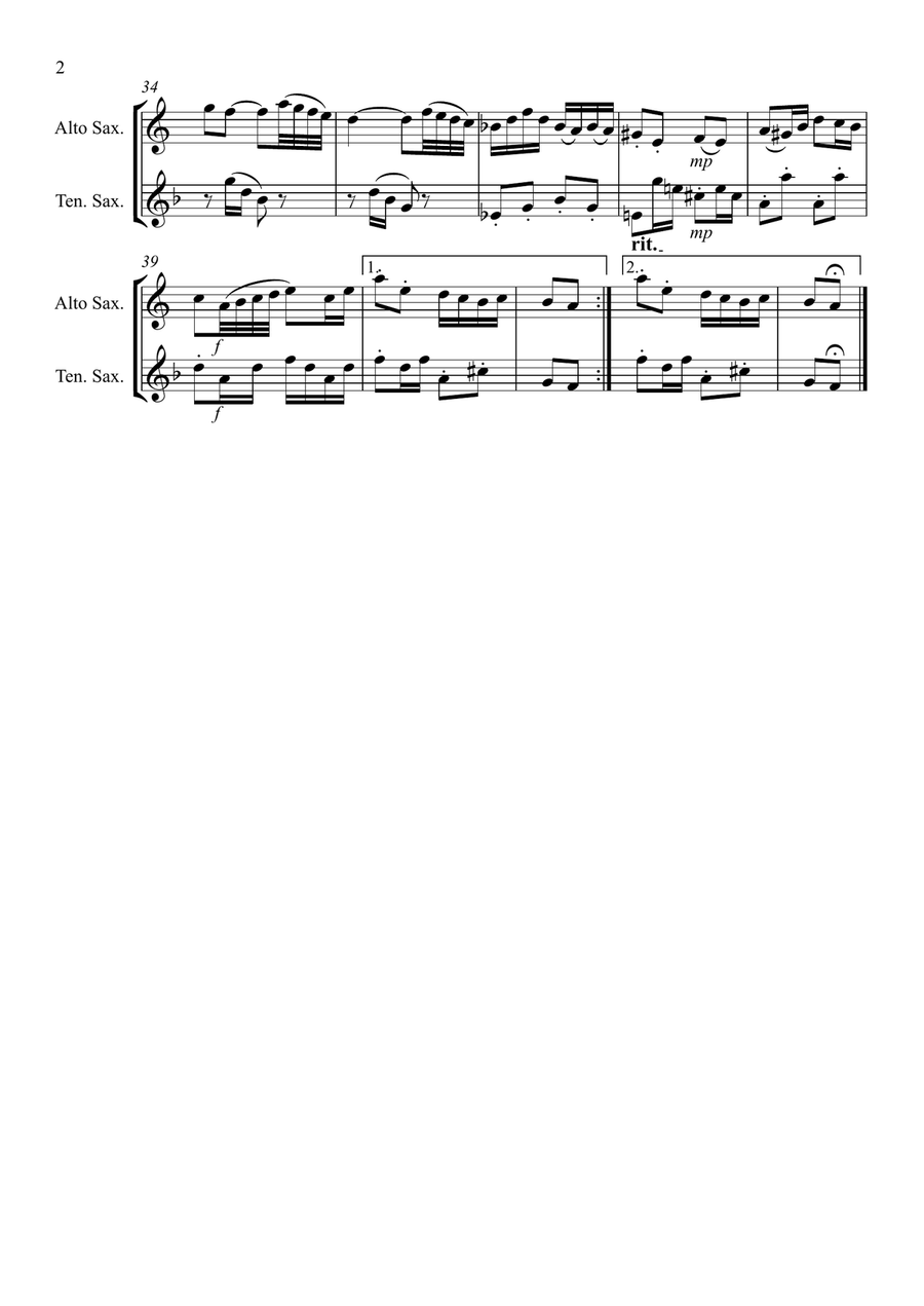 Badinerie – Duet: Alto Tenor Saxophones Woodwind Duet scores gallery preview page 2