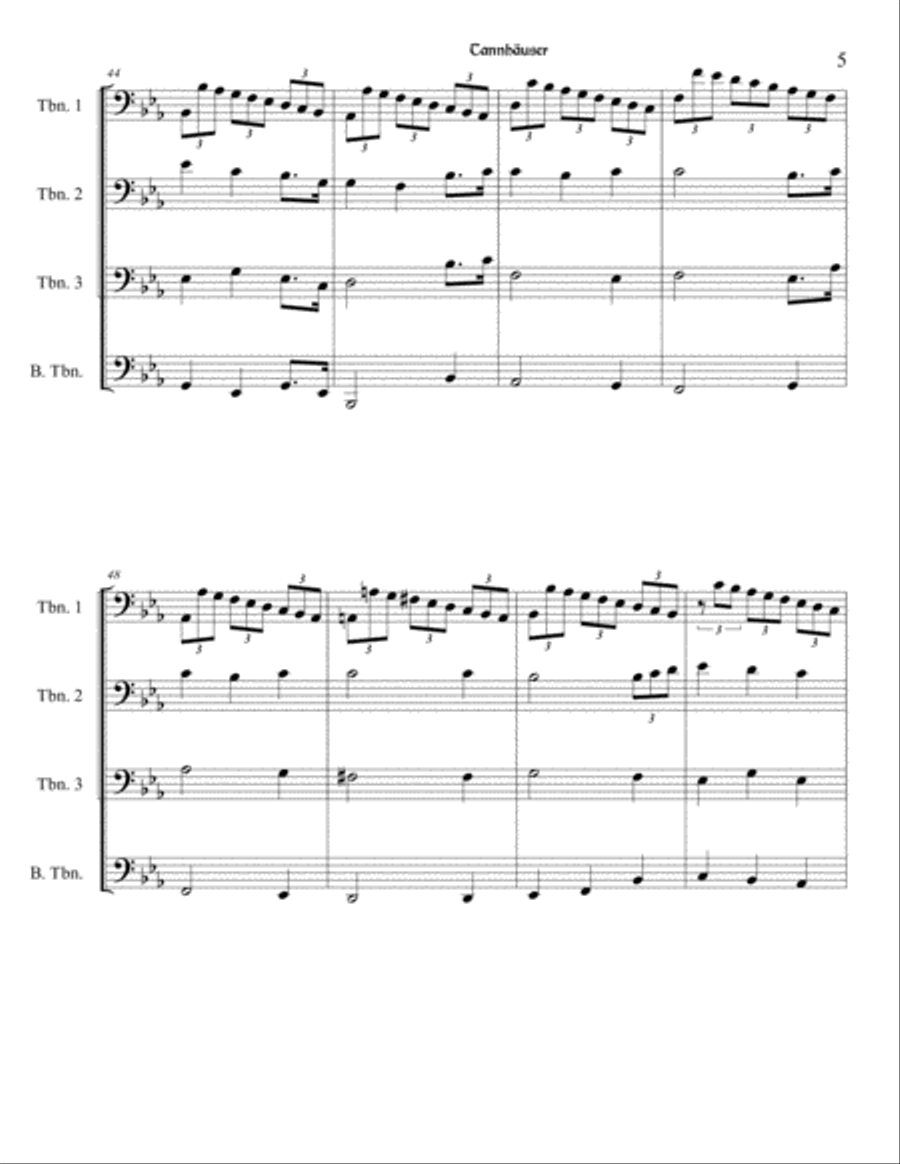 Richard Wagner - Tannhäuser (Pilgrim's Chorus) for Trombone Quartet Brass Ensemble scores gallery preview page 6