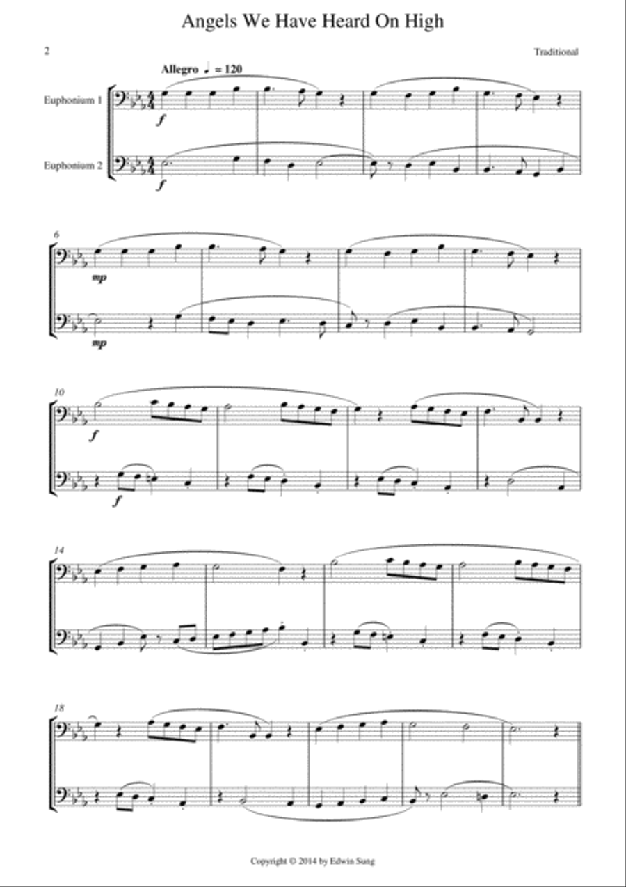 15 Popular Christmas Songs for Euphonium Duet (Bass Clef) (Suitable for beginning / intermediate eup Brass Duet scores gallery preview page 2