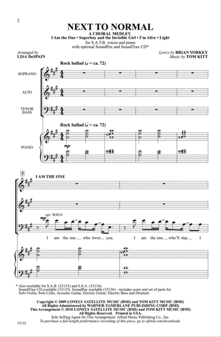 Next to Normal: A Choral Medley 4-Part scores gallery preview page 2