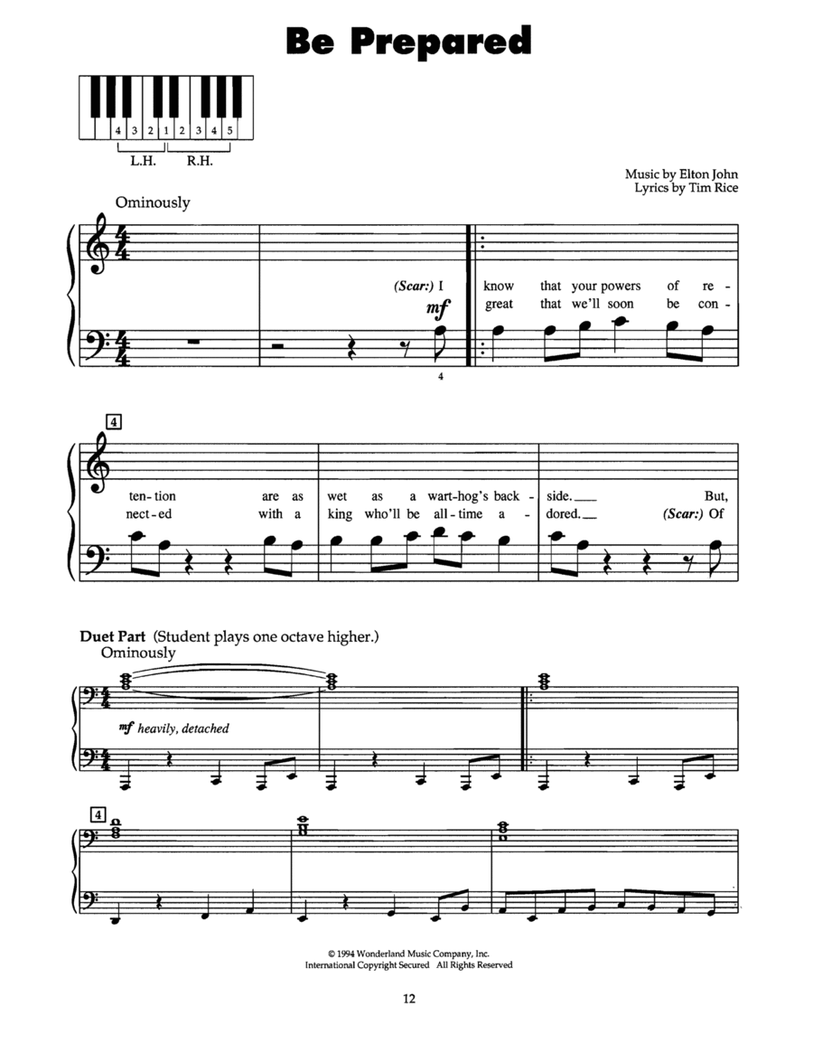 Be Prepared (from The Lion King) Piano scores gallery preview page 1