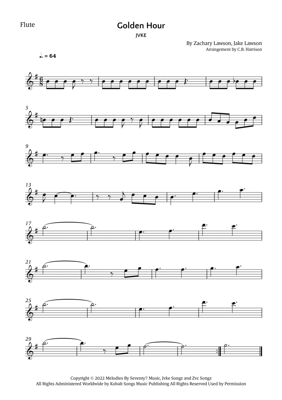 Golden Hour Flute Solo scores gallery preview page 1