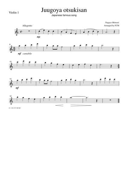 Japanese famous song Juugoya otsukisan, for string quartet, JD017