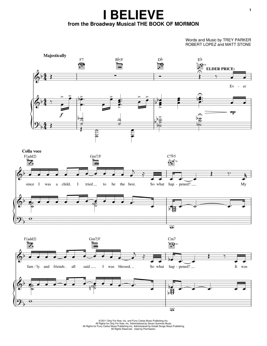 I Believe Piano, Vocal, Guitar scores gallery preview page 1