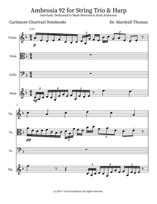 Ambrosia 92 for String Trio & Harp