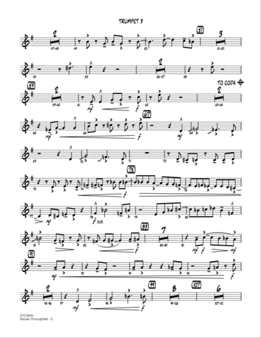 Parisian Thoroughfare - Trumpet 3 Trumpet scores gallery preview page 2