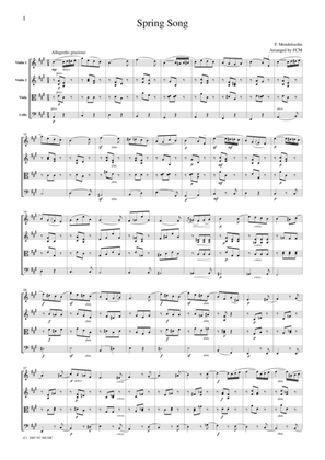 Book cover for Mendelssohn Spring Song, for string quartet, CM202