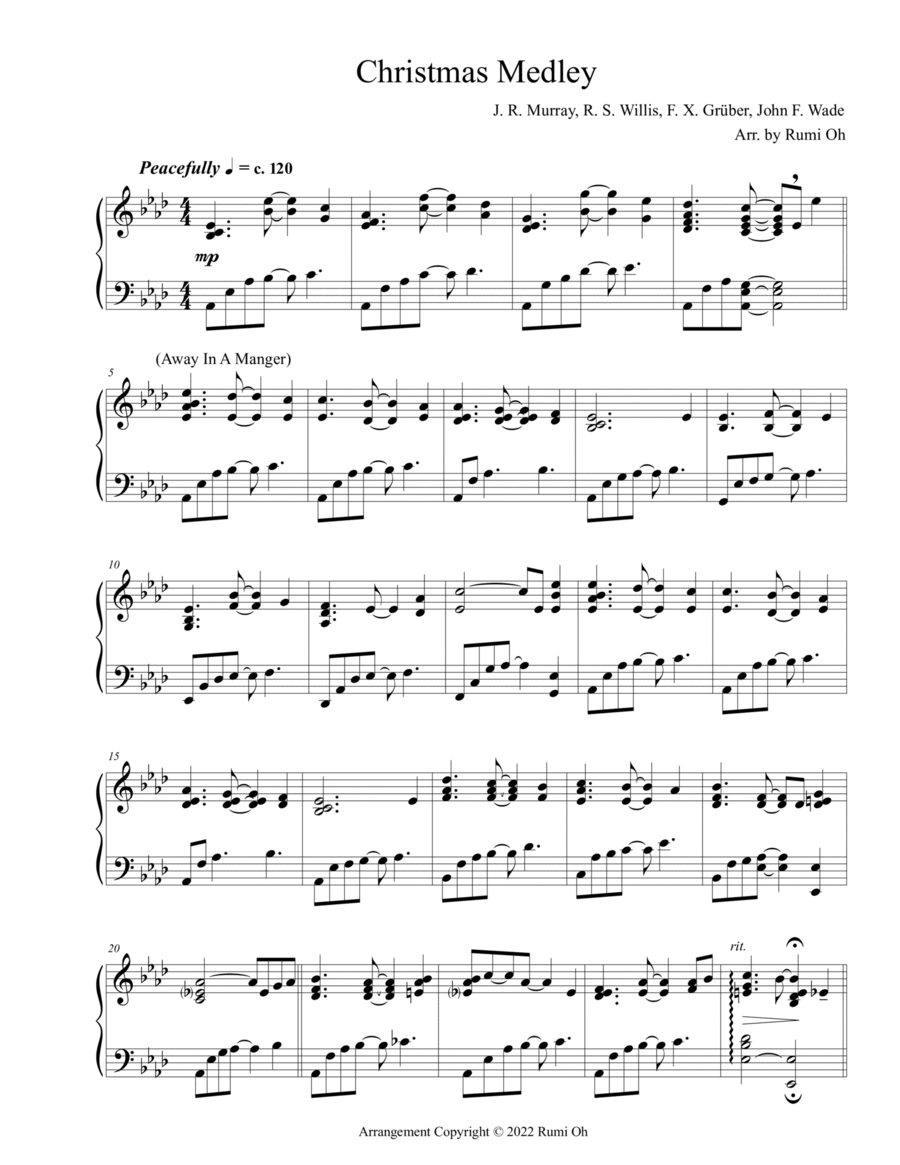 Christmas Medley (Hymn Arrangement for Advanced piano) Piano Solo scores gallery preview page 1