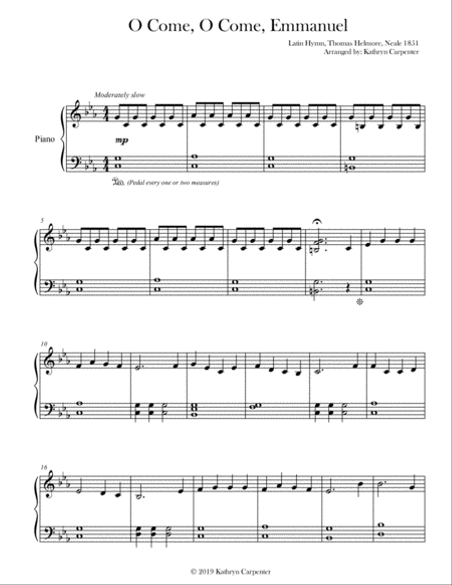 O Come, O Come, Emmanuel Piano Solo scores gallery preview page 1