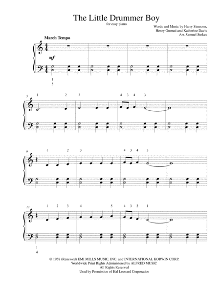 The Little Drummer Boy - for easy piano image number null