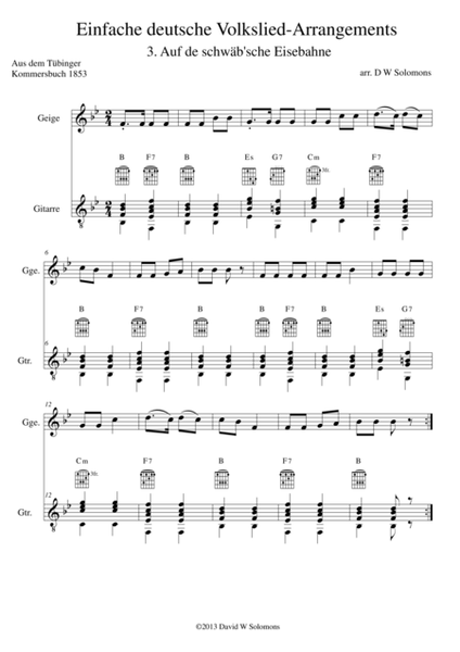 Railway Song" (Auf de schwäb'sche Eisebahne) for violin and guitar image number null