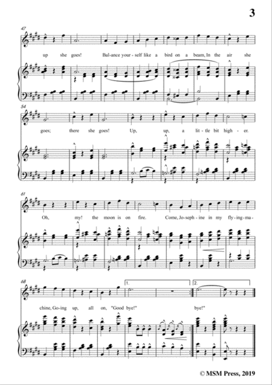 Fred Fisher-Come,Josephine,in My Flying Machine,in E Major,for Voice&Piano Voice scores gallery preview page 5