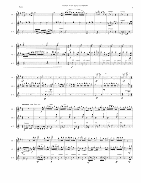 Variations on "Sur le quai de la Ferraille" for flute trio (2 flutes and 1 alto flute) image number null