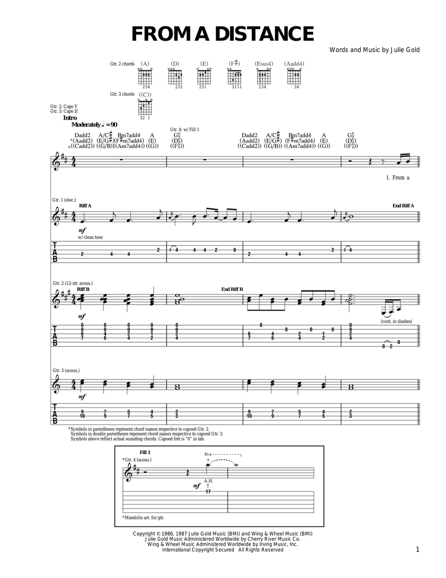 From A Distance Acoustic Guitar scores gallery preview page 1