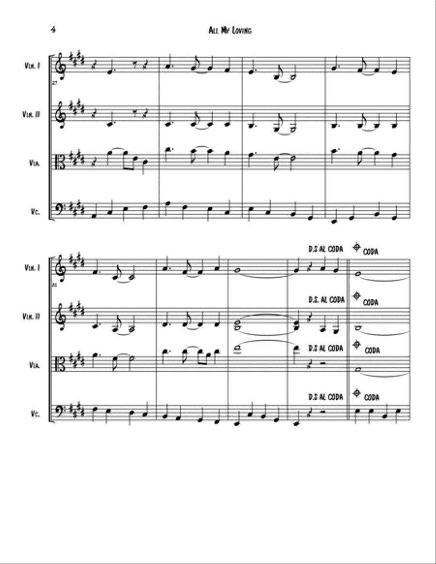 All My Loving String Quartet scores gallery preview page 4
