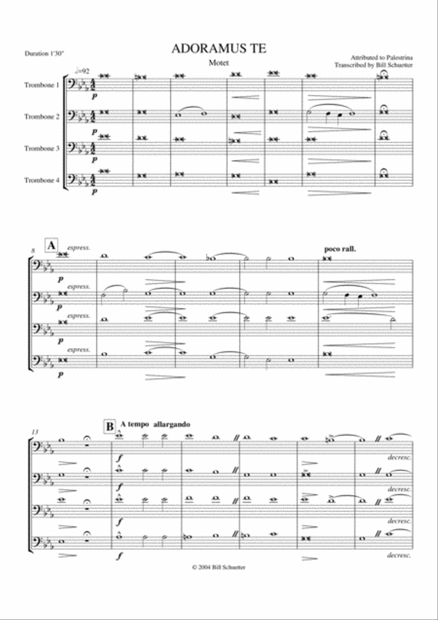 Adoramus Te Adoramus Te Trombone Quartet scores gallery preview page 1