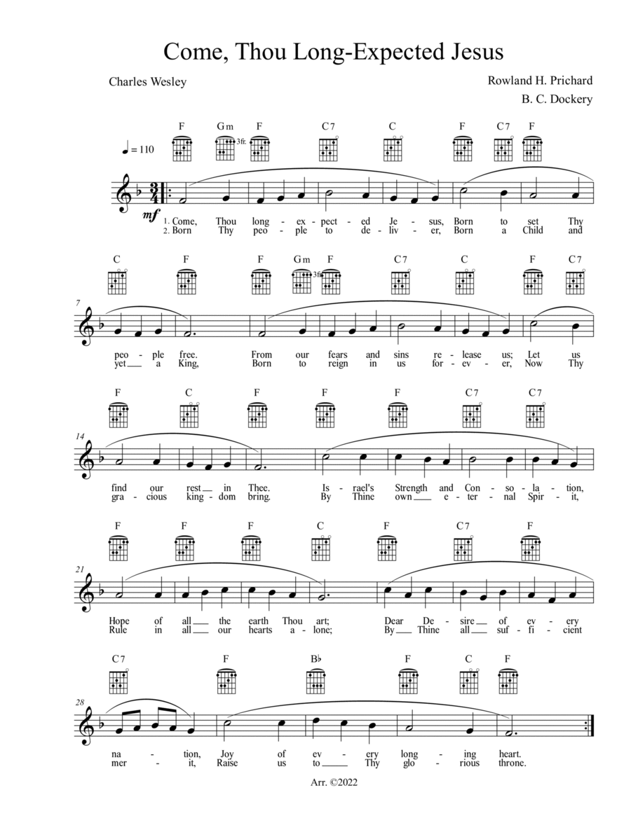 Come, Thou Long-Expected Jesus (Lead Sheet) image number null