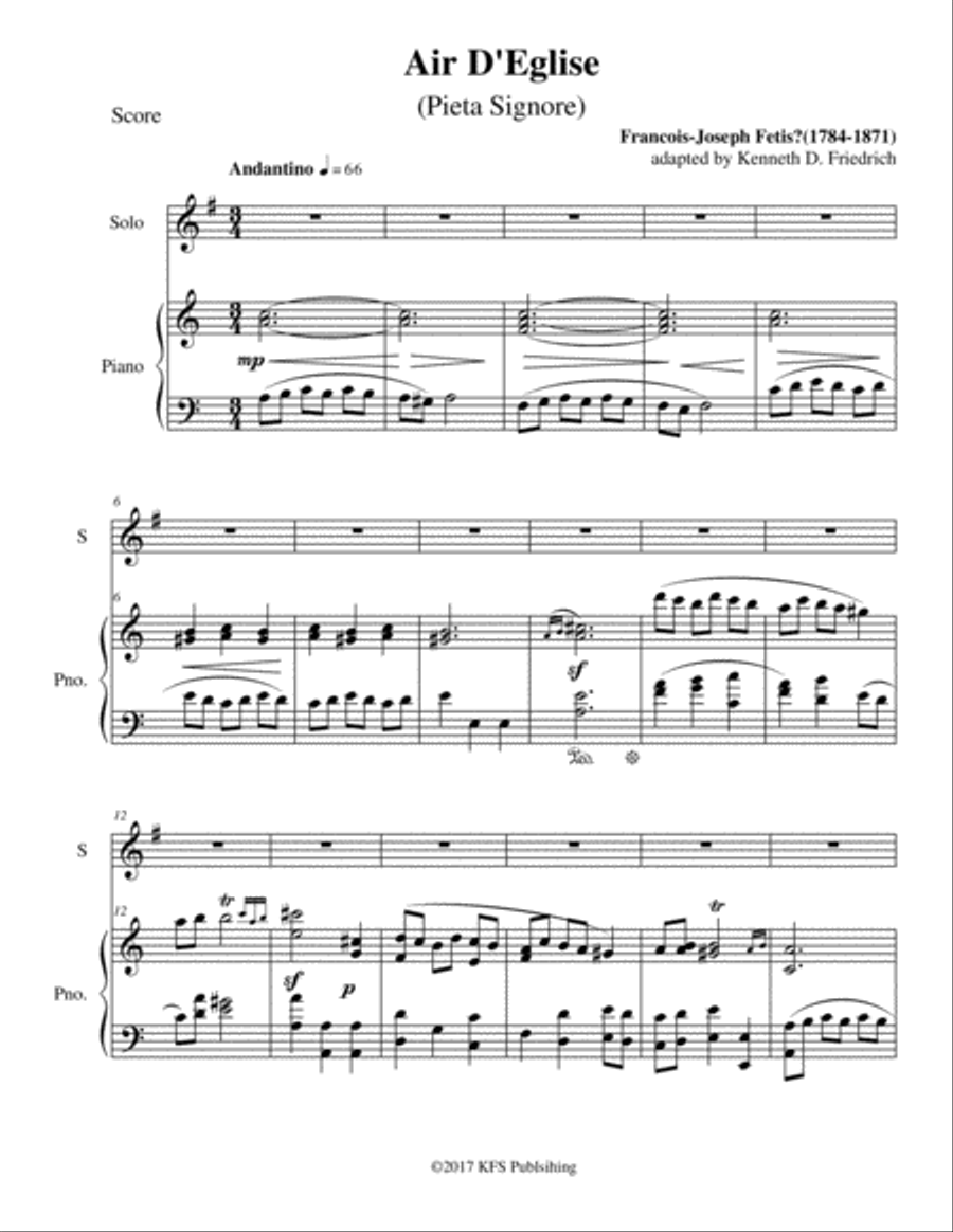 Air D'Eglise (Pieta Signore) Horn scores gallery preview page 1