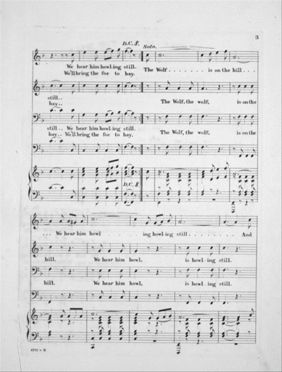The Wolf is on the Hill. A Hunting Quartette for Male Voices Voice scores gallery preview page 3