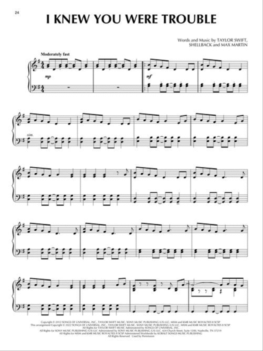 Taylor Swift for Piano Solo – 3rd Edition Piano Solo scores gallery preview page 5