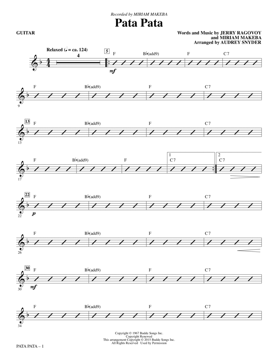 Pata Pata - Guitar Choir scores gallery preview page 1
