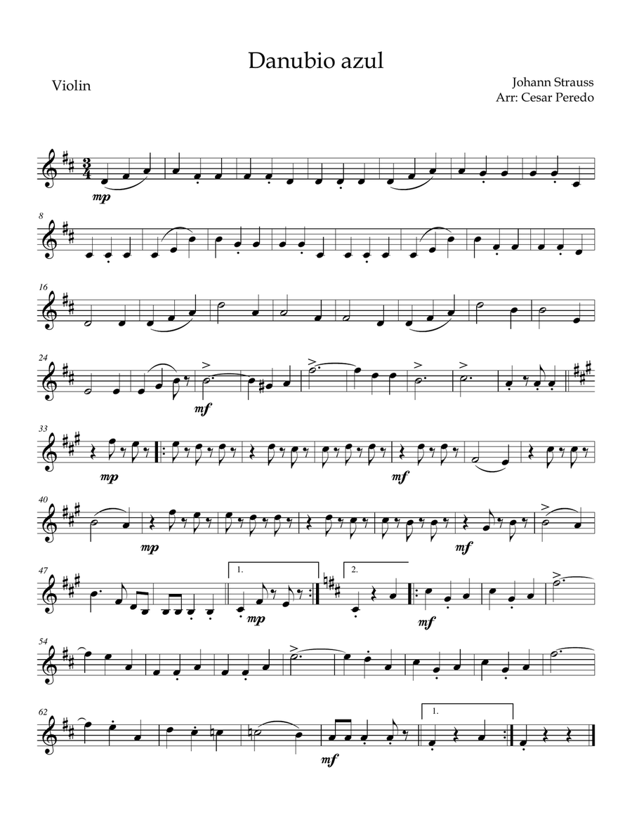 Danubio azul para flauta, violin y cello Small Ensemble scores gallery preview page 3