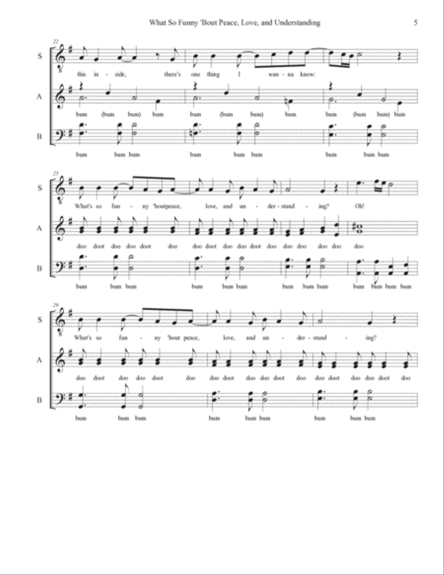 (what's So Funny 'bout) Peace, Love And Understanding 4-Part scores gallery preview page 5