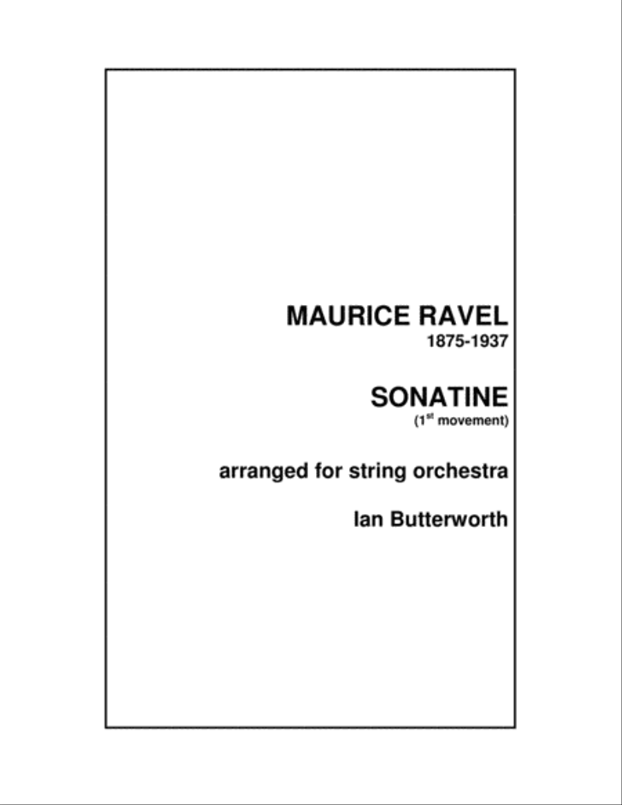 RAVEL Sonatine (1st movement) fro string orchestra String Orchestra scores gallery preview page 1