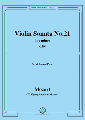 Book cover for Mozart-Violin Sonata No.21,in e minor,K.304,for Violin&Piano