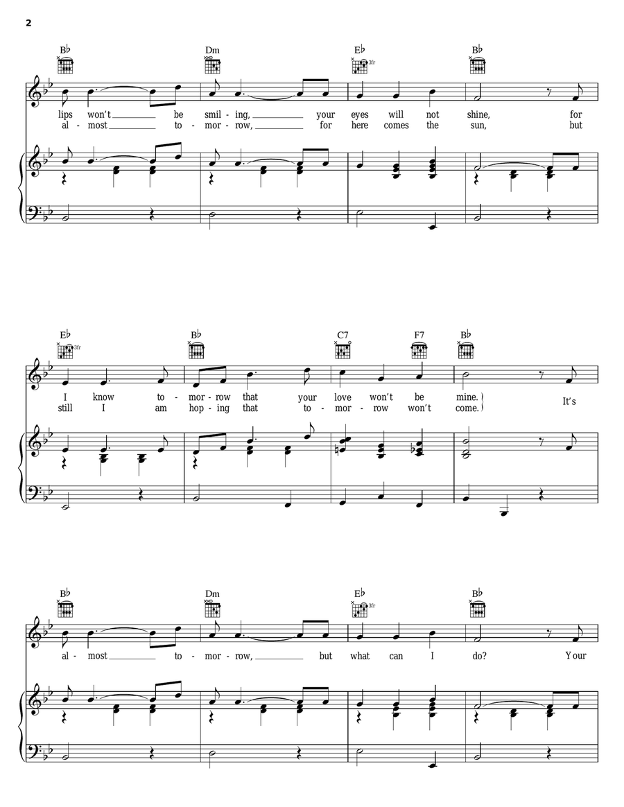 It's Almost Tomorrow Piano, Vocal, Guitar scores gallery preview page 2