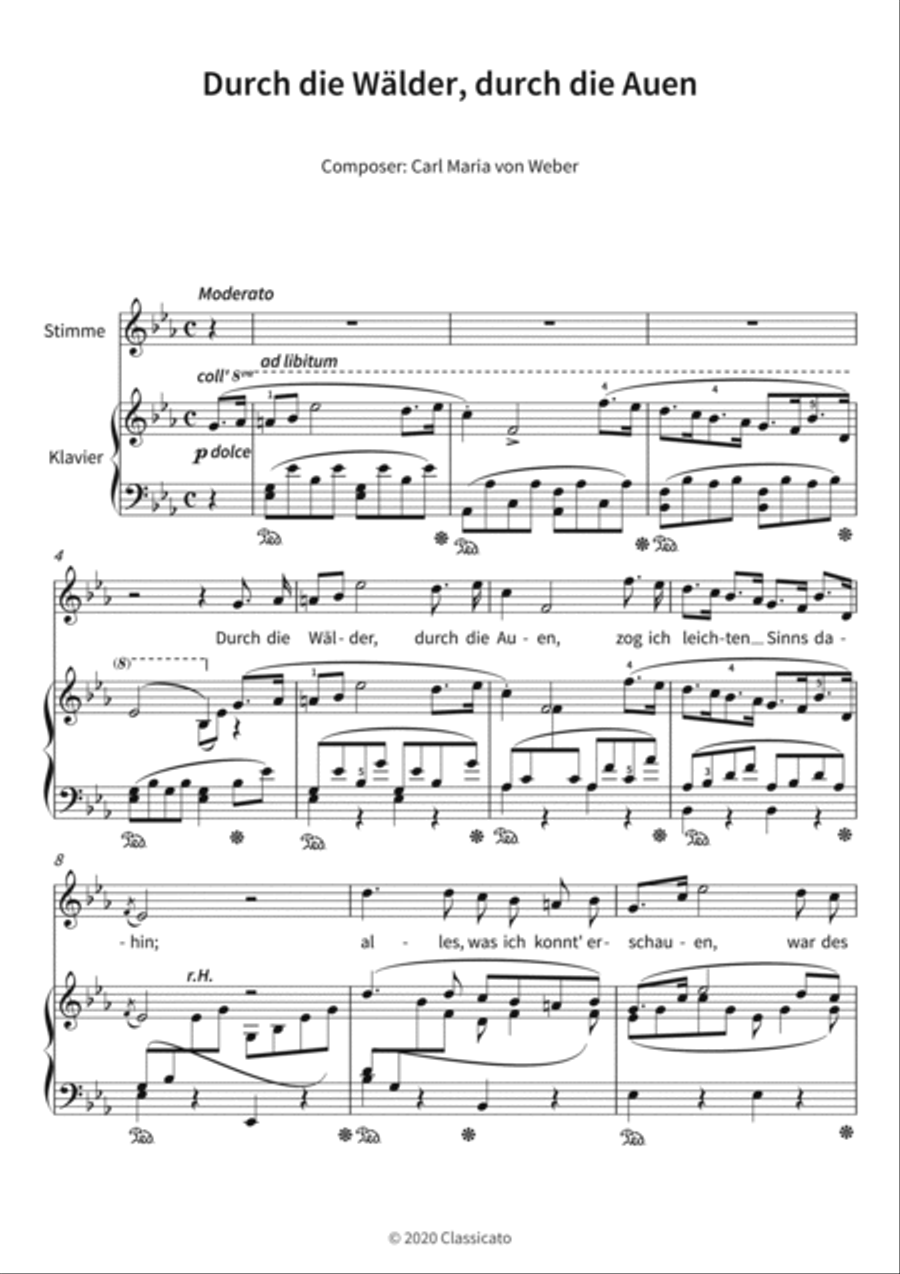 Durch die Walder, durch die Auen Piano, Vocal, Guitar scores gallery preview page 3