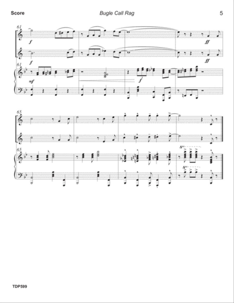 BUGLE CALL RAG - TRUMPET DUET with Piano Accompaniment Trumpet Duet scores gallery preview page 5