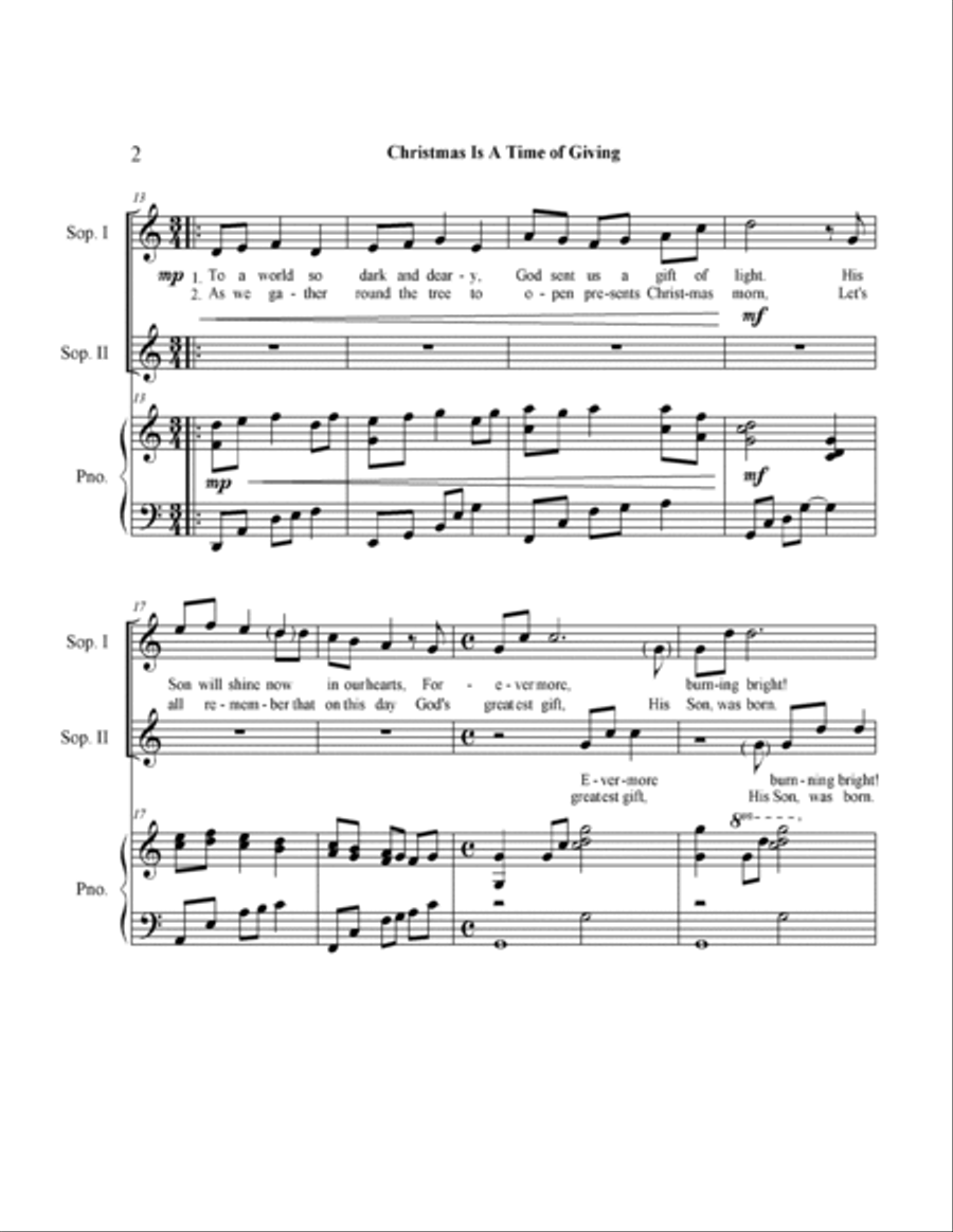 Christmas Is a Time for Giving 2-Part scores gallery preview page 2