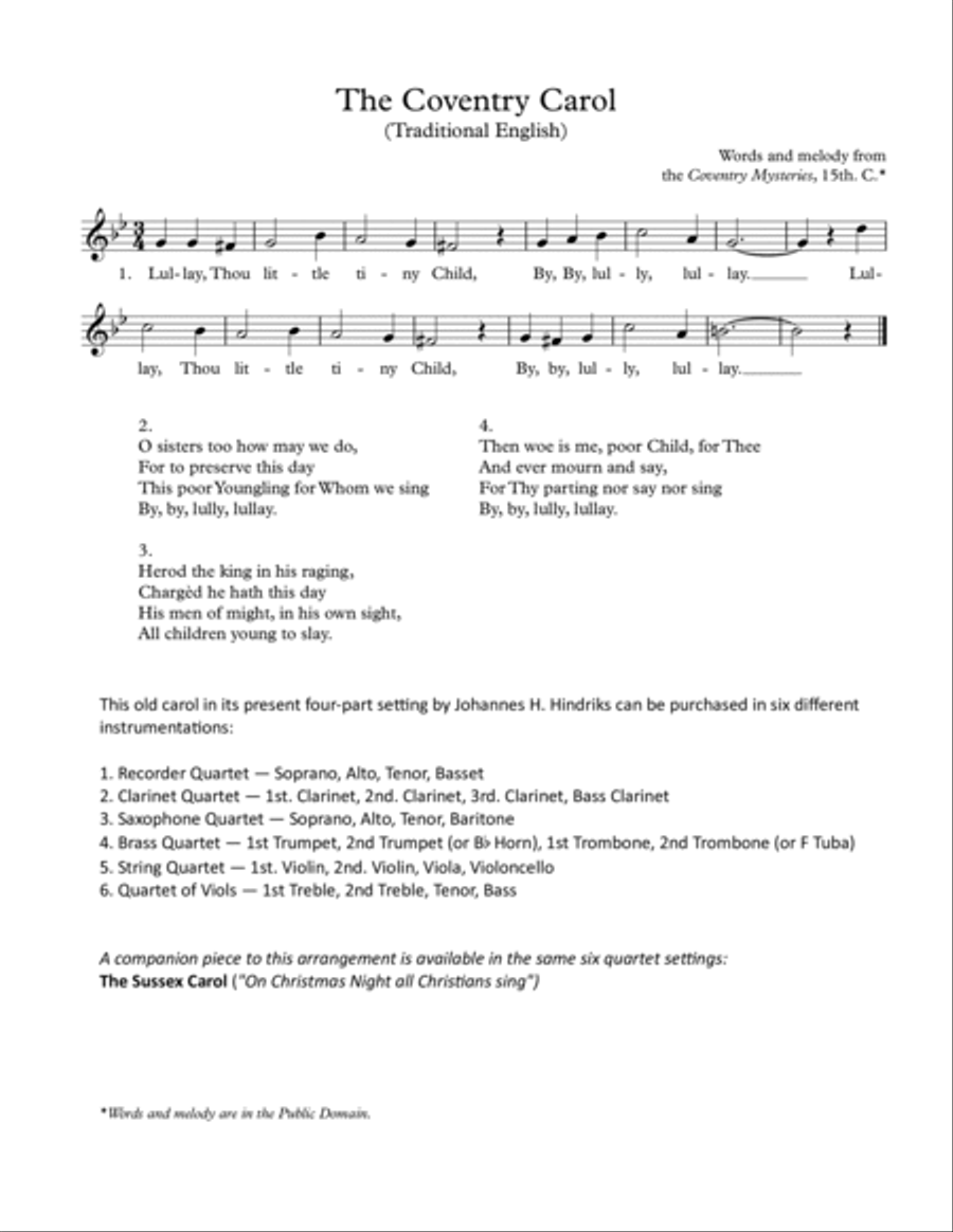 Coventry Carol String Quartet scores gallery preview page 3