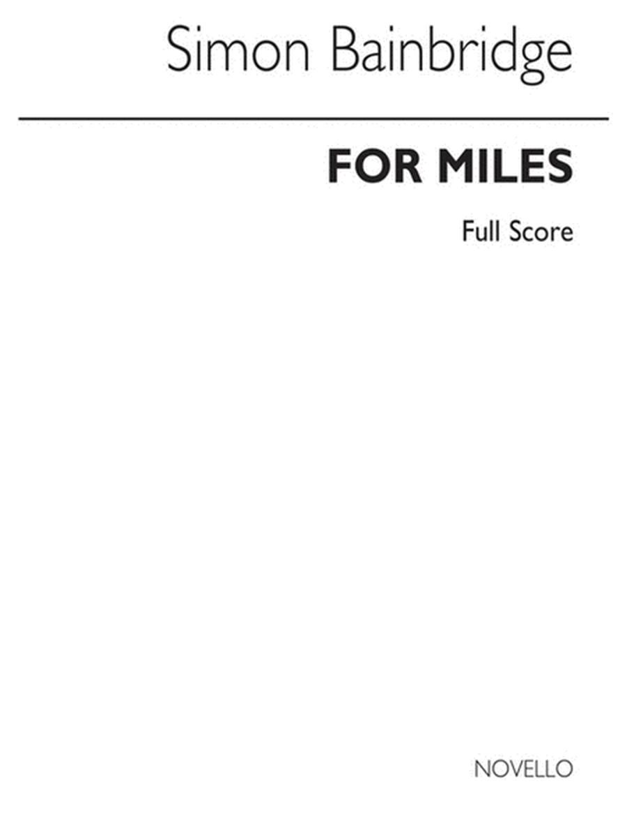Bainbridge For Miles Score Only