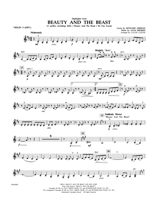Book cover for Beauty and the Beast Highlights (arr. Calvin Custer) - Violin 3