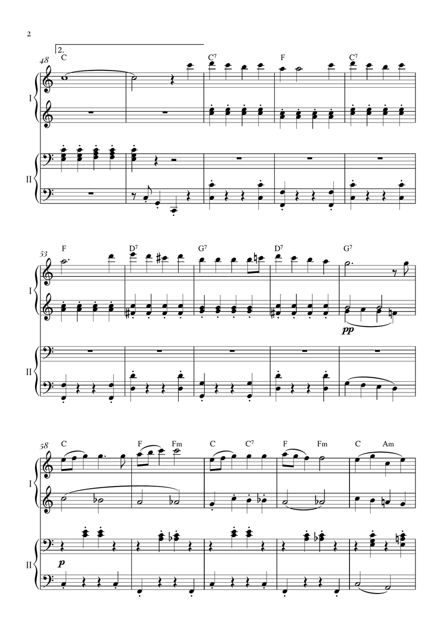Santa Claus Is Comin' To Town 1 Piano, 4-Hands scores gallery preview page 2