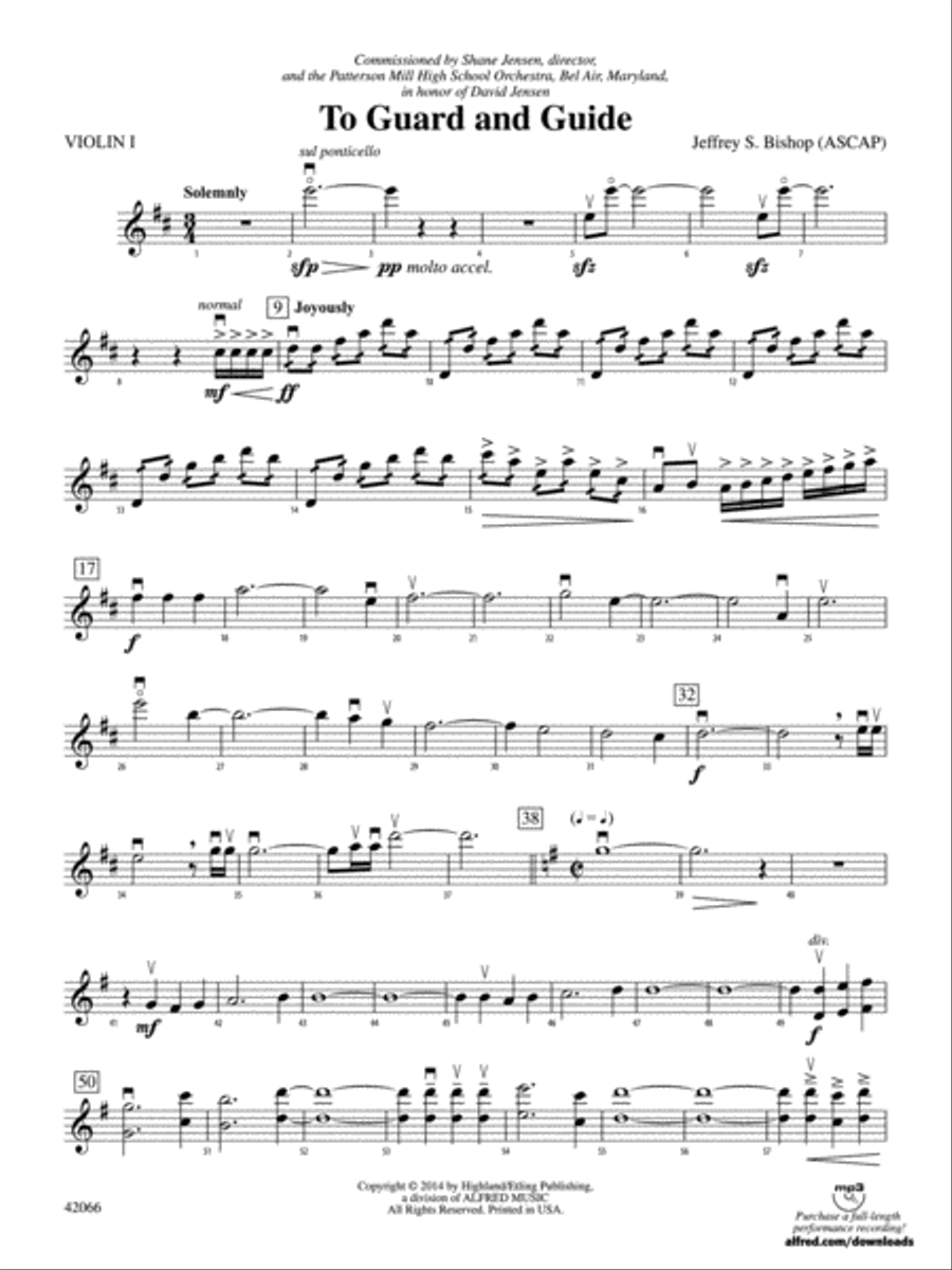 To Guard and Guide: 1st Violin String Orchestra scores gallery preview page 1