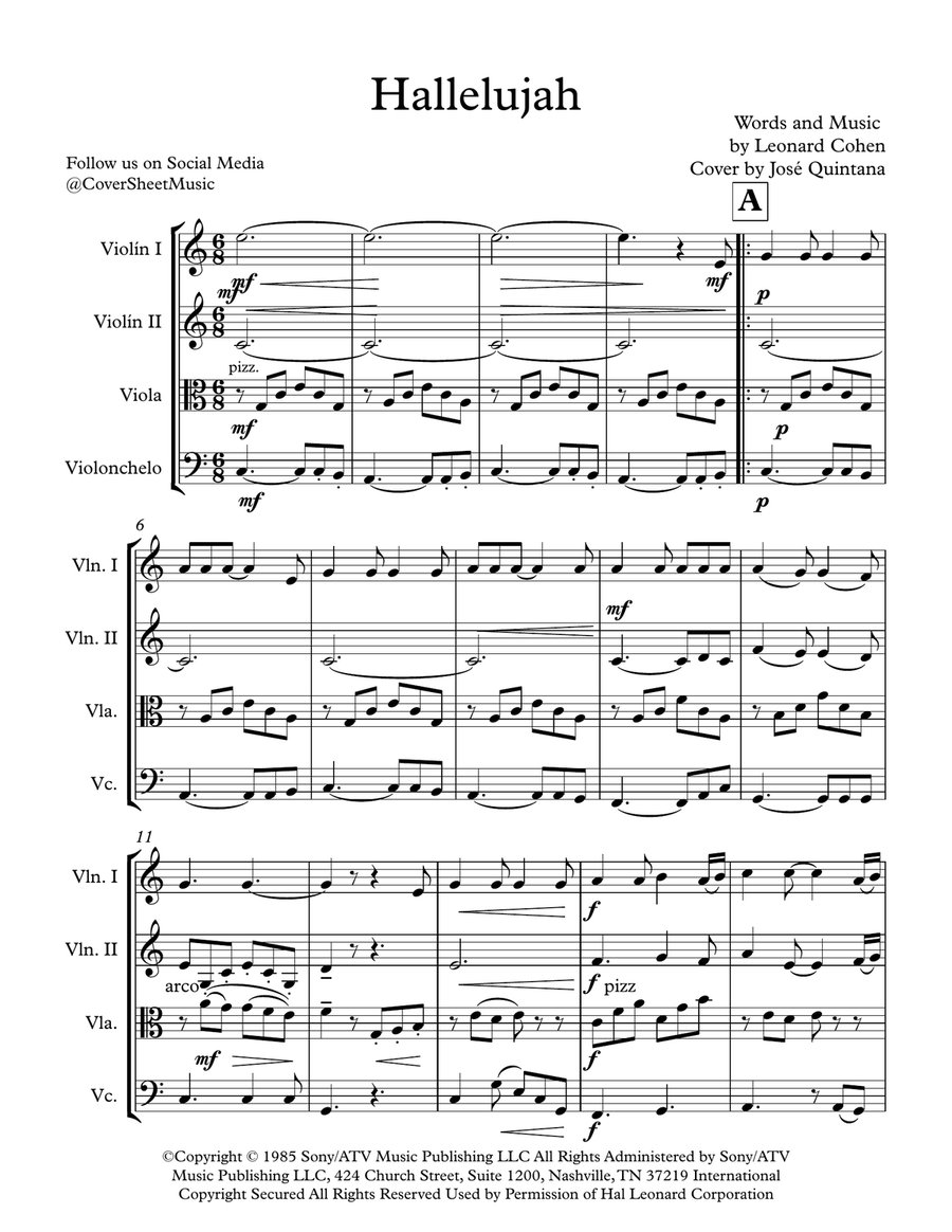 Hallelujah String Quartet scores gallery preview page 2