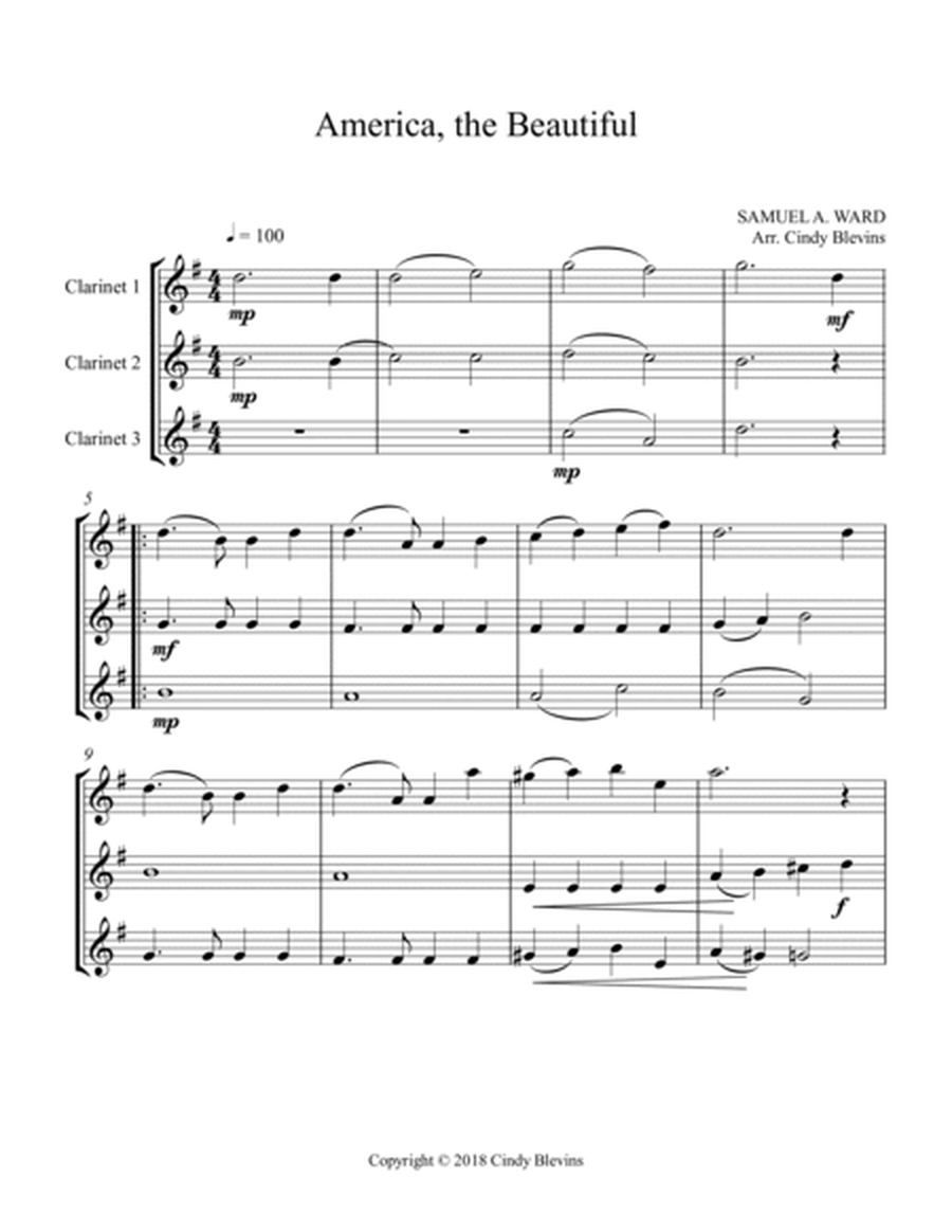 America, the Beautiful, Clarinet Trio image number null