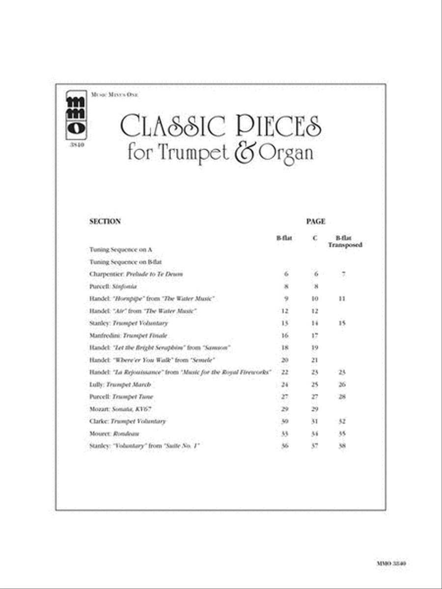 Classic Pieces for Trumpet & Organ - Music Minus One image number null