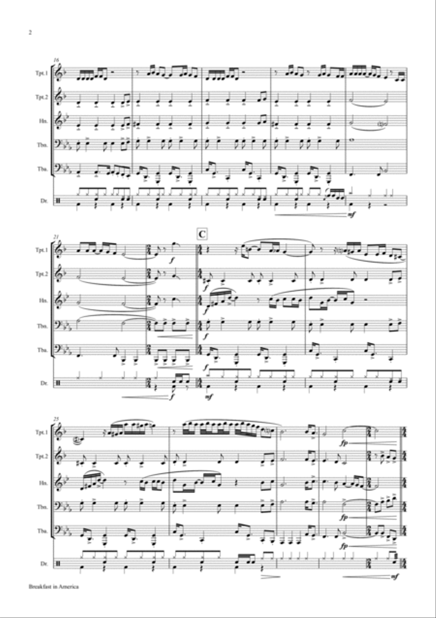 Breakfast In America Euphonium scores gallery preview page 2