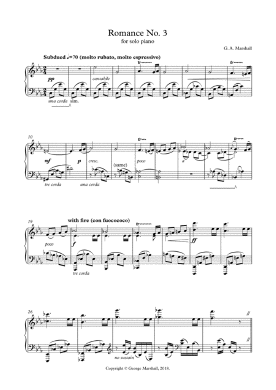 Romance No. 3 (2018) Romance No. 3 (2018) Piano Solo scores gallery preview page 1