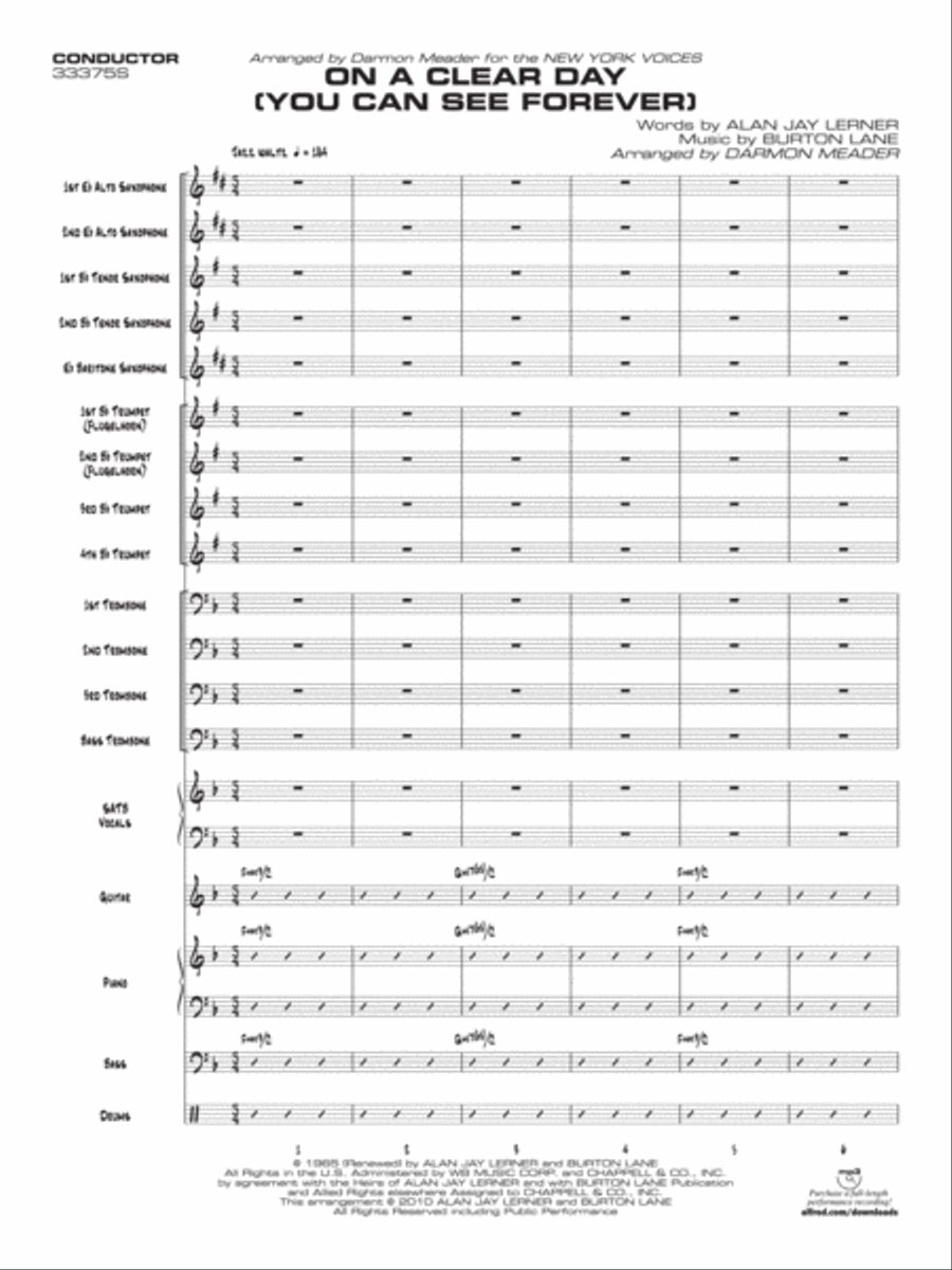 On a Clear Day (You Can See Forever) Jazz Ensemble scores gallery preview page 22