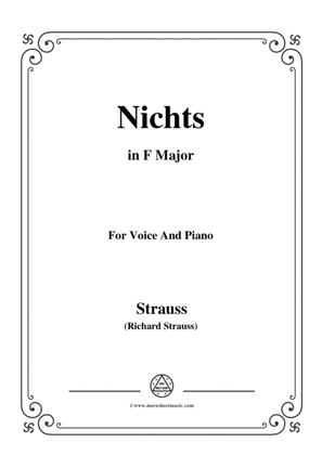 Book cover for Richard Strauss-Nichts in F Major,for Voice and Piano